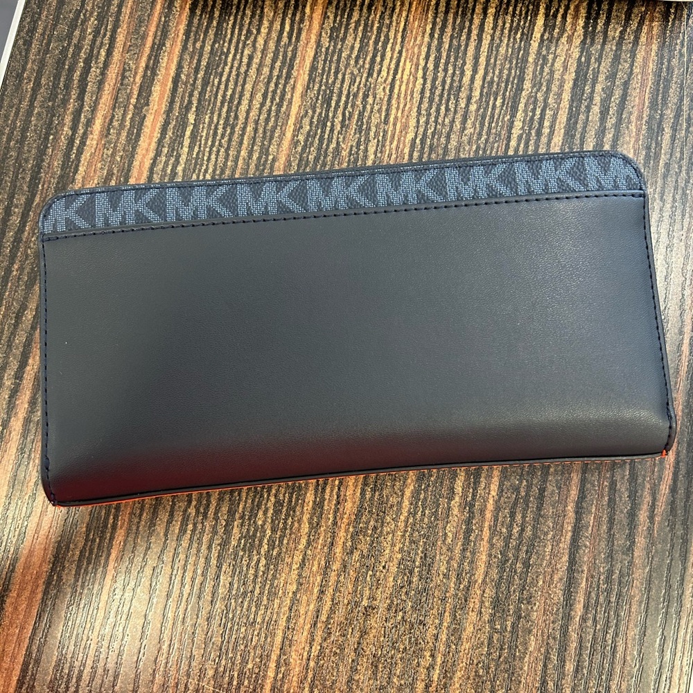 Michael Kors Cooper Tech Zip Around NWT blue orange men wallet signature logo - Picture 5 of 9